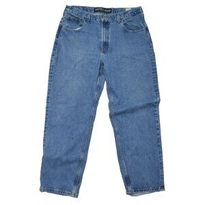 Nautica Relaxed Fit Tapered Denim Jeans Men's Size 38x30 Distressed Vintage Blue